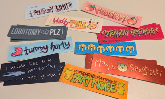 silly words on sticker paper